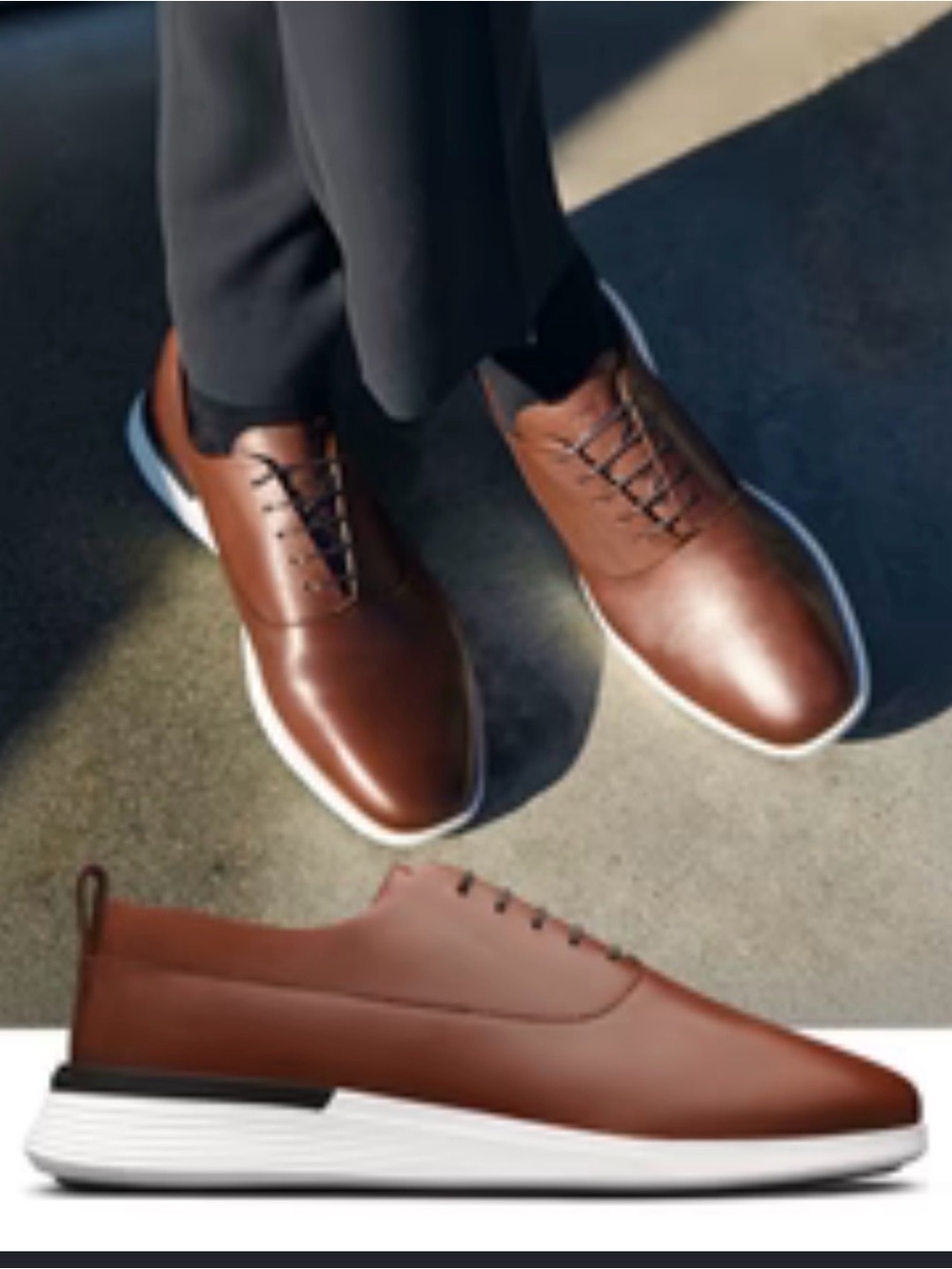 Men's Brown Leather Derby Oxfords with White Sole
